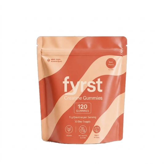 fyrst Sour Peach Creatine Gummies – Pouch, Deep-Coral Farbwelt